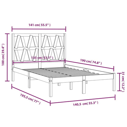 Bed Frame without Mattress Solid Wood Double