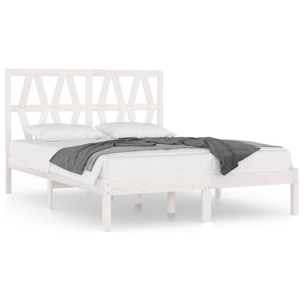 3103994 vidaXL Bed Frame without Mattress White Solid Wood 120x200 cm (810013+818611)