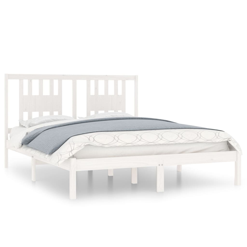 Bed Frame | White | Solid pine wood | Double bed size | Durable