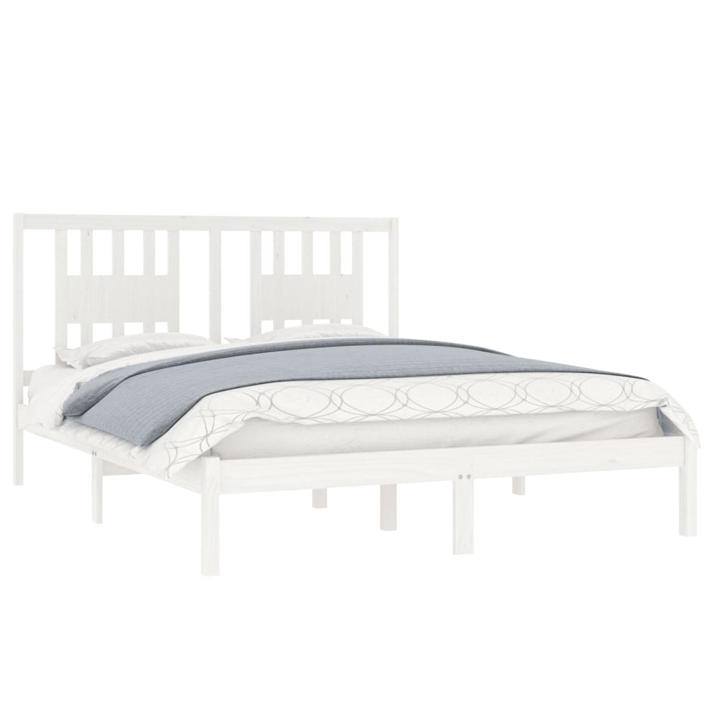 Bed Frame | White | Solid pine wood | Double bed size | Durable