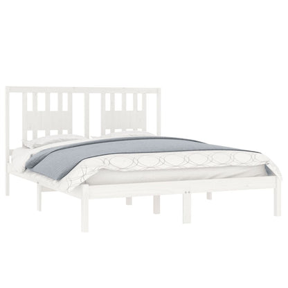 Bed Frame | White | Solid pine wood | Double bed size | Durable