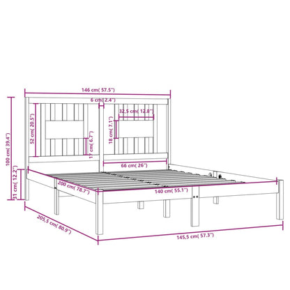 Bed Frame | White | Solid pine wood | Double bed size | Durable