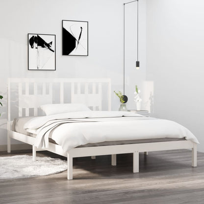 Bed Frame | White | Solid pine wood | Double bed size | Durable