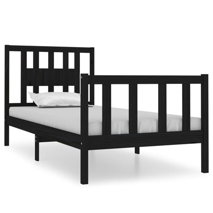 Bed Frame without Mattress Black Solid Wood Small Single