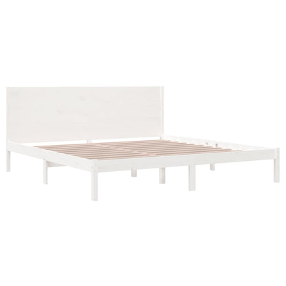Bed Frame | White | Solid Pine Wood | 200x200 cm | Bed Frame