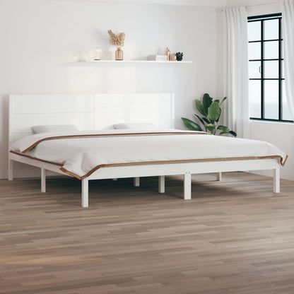 Bed Frame | White | Solid Pine Wood | 200x200 cm | Bed Frame