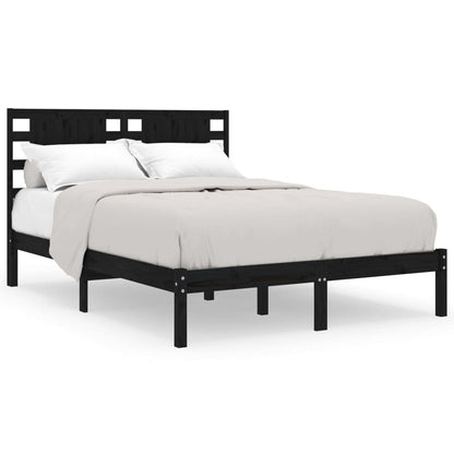 Bed Frame | Black | Solid Pine Wood | Double | Bed Frame | Rectangular