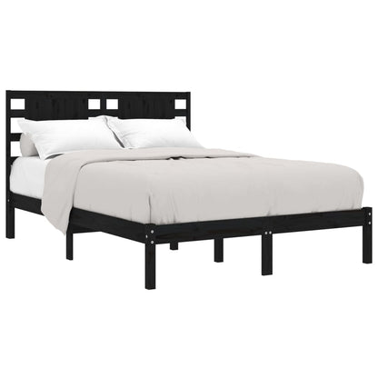 Bed Frame | Black | Solid Pine Wood | Double | Bed Frame | Rectangular