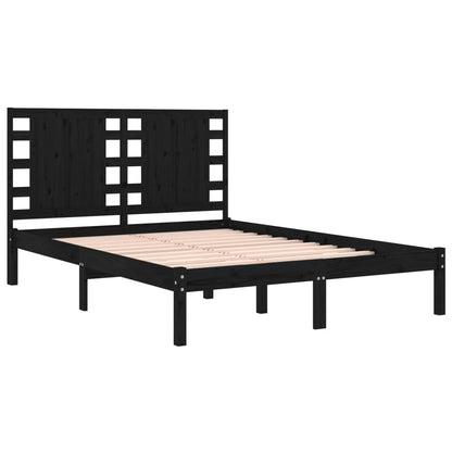 Bed Frame | Black | Solid Pine Wood | Double | Bed Frame | Rectangular