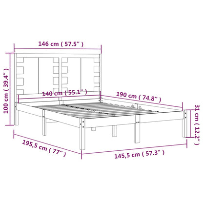 Bed Frame | Black | Solid Pine Wood | Double | Bed Frame | Rectangular