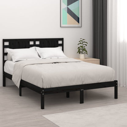 Bed Frame | Black | Solid Pine Wood | Double | Bed Frame | Rectangular