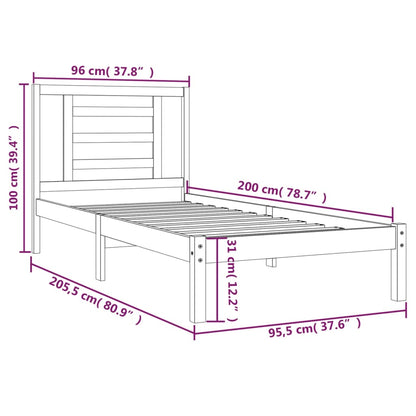Bed Frame without Mattress White 90x200 cm Solid Wood Pine