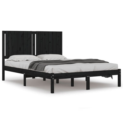 Bed Frame | Black | Solid pine wood | Double Size | Bed Frame