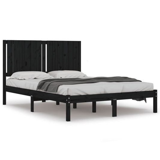 Bed Frame | Black | Solid pine wood | Double Size | Bed Frame