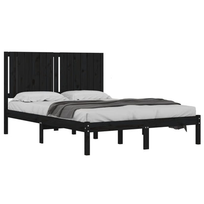 Bed Frame | Black | Solid pine wood | Double Size | Bed Frame
