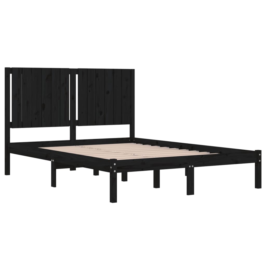 Bed Frame | Black | Solid pine wood | Double Size | Bed Frame