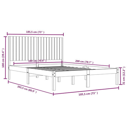 Bed Frame | Natural wood | Solid pine wood | Super King | Bed Frame
