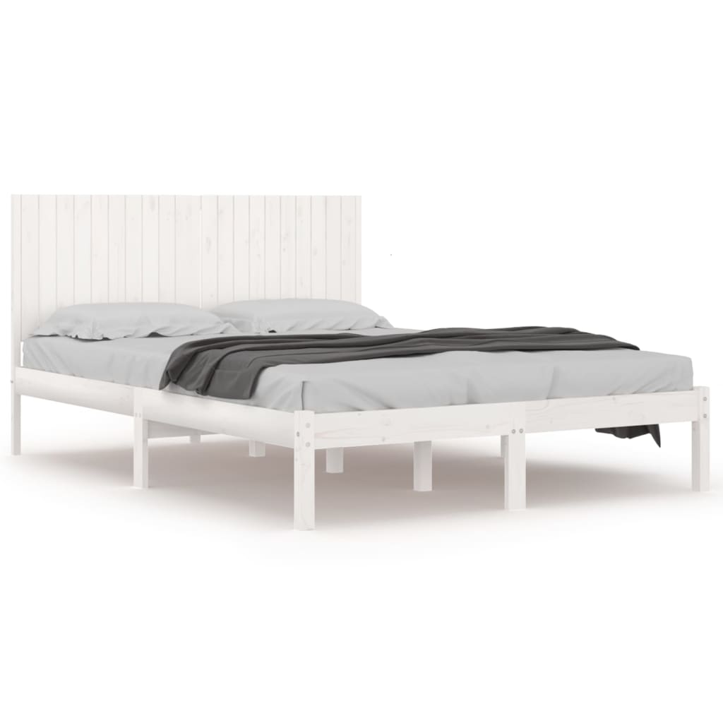 Bed Frame without Mattress White 200x200 cm Solid Wood Pine
