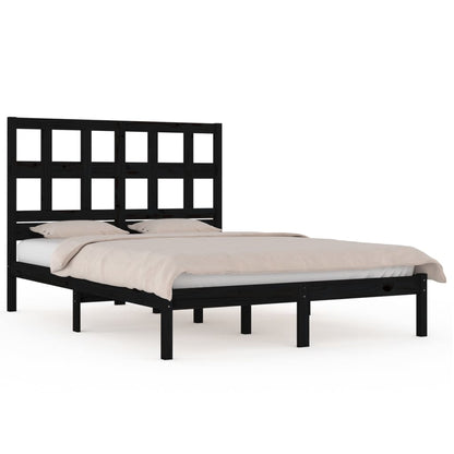Bed Frame | Black | Solid pine wood | Durable | Bed Frame | Rectangular