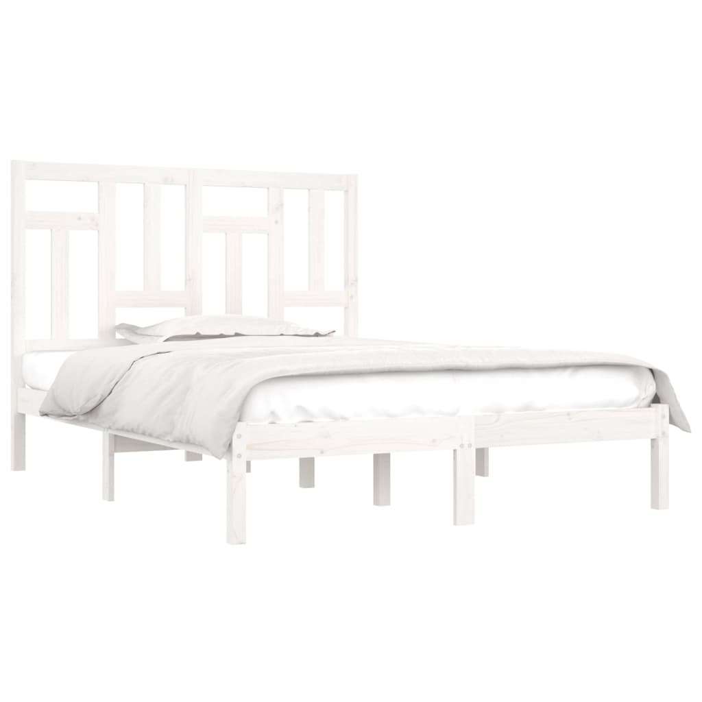 Bed Frame | White | Solid pine wood | 140x200 cm | Durable | Bed Frame