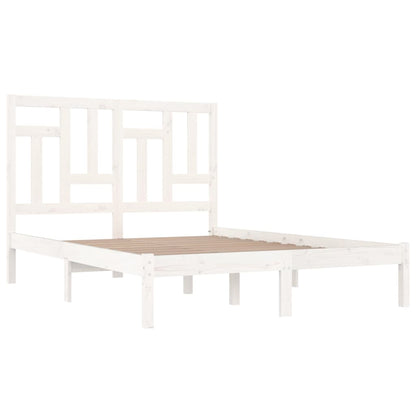 Bed Frame | White | Solid pine wood | 140x200 cm | Durable | Bed Frame