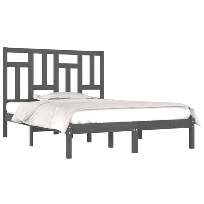 Bed Frame | Grey | Solid Pinewood | 200 x 200 cm | Sleek | Bed Frame