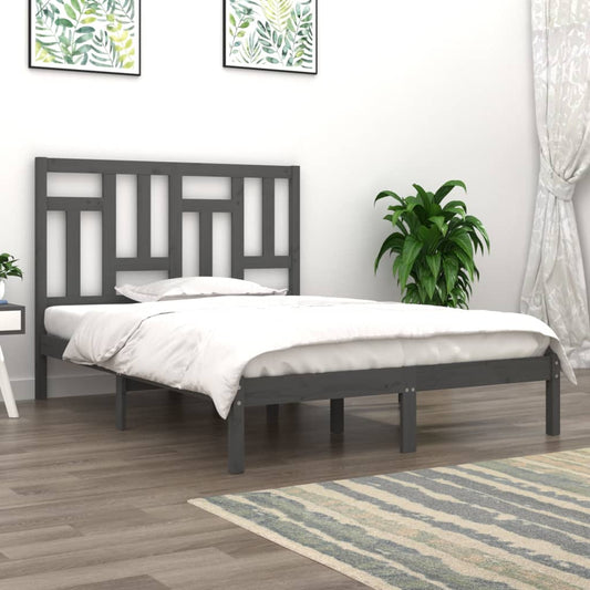 Bed Frame | Grey | Solid Pinewood | 200 x 200 cm | Sleek | Bed Frame