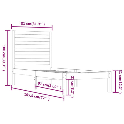 Bed Frame | White | Solid pinewood | Small Single | Durable | Bed Frame