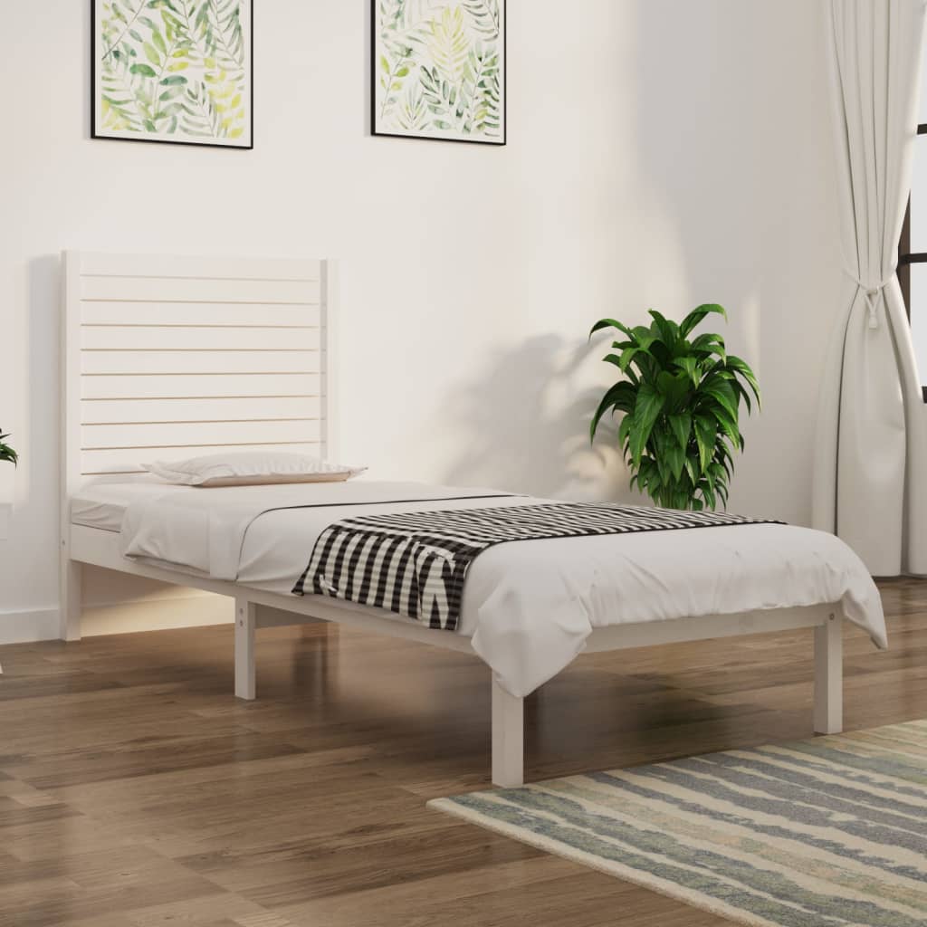 Bed Frame | White | Solid pinewood | Small Single | Durable | Bed Frame