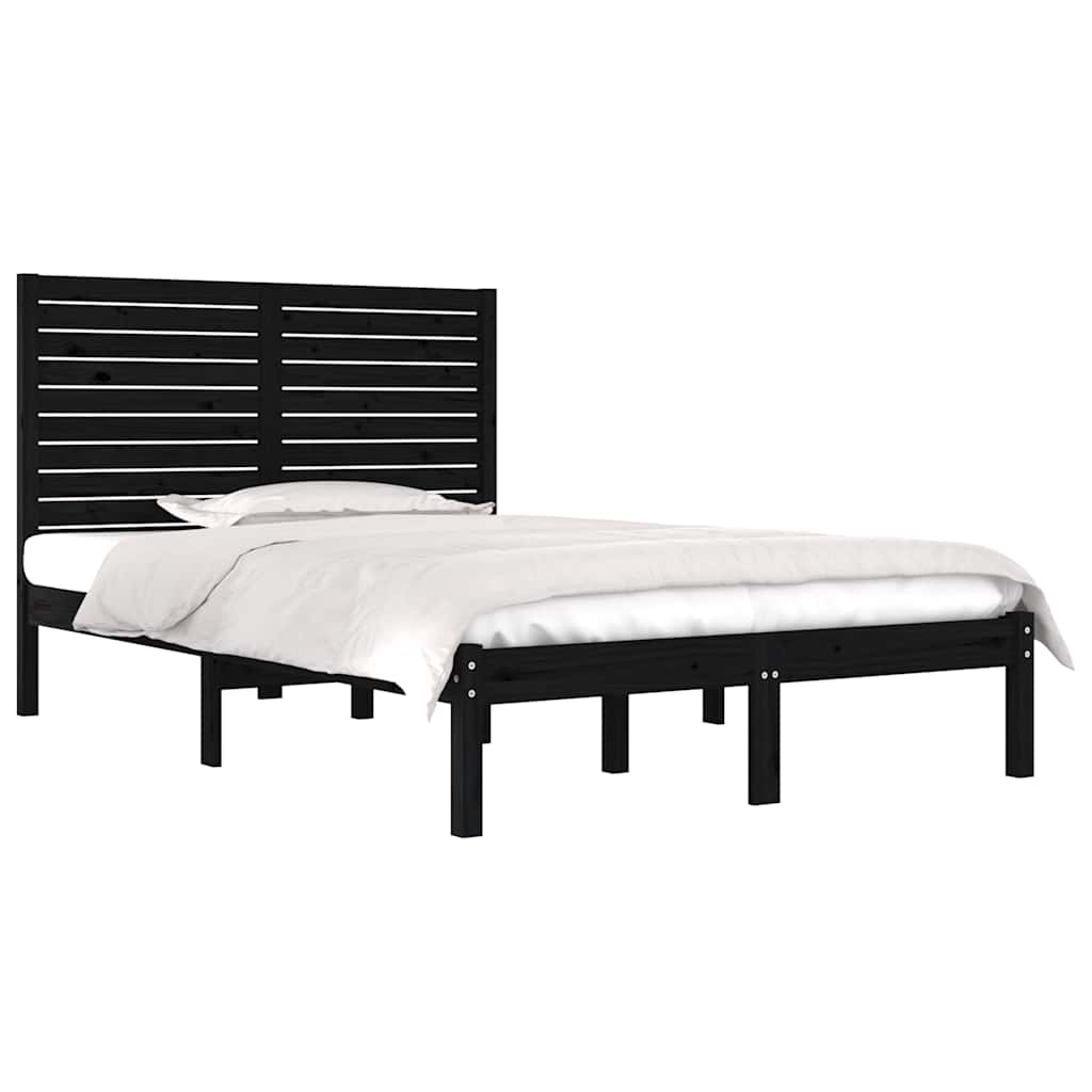 Bed Frame | Black | Solid Pine Wood | Double | Appealing Design
