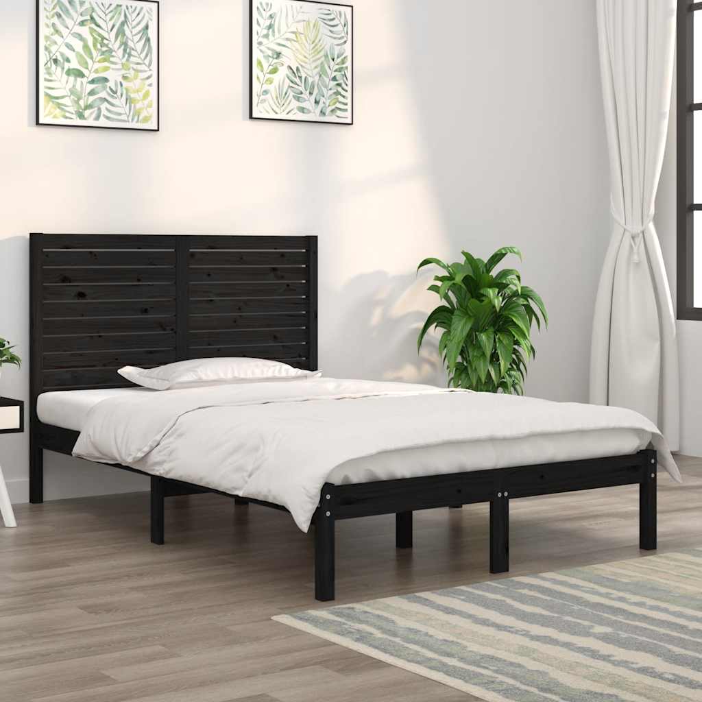 Bed Frame | Black | Solid Pine Wood | Double | Appealing Design