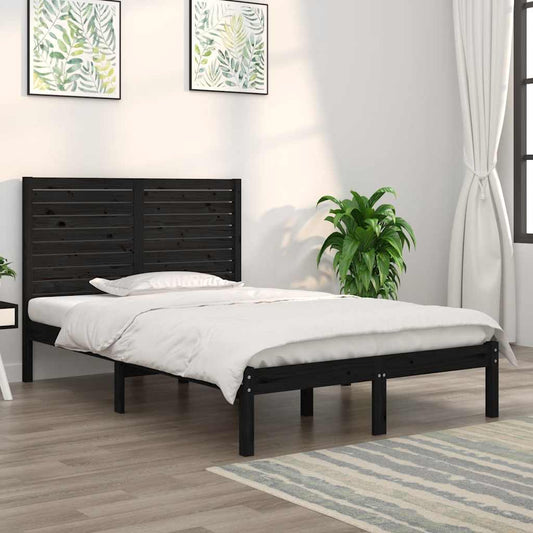 Bed Frame | Black | Solid Pine Wood | Double | Appealing Design