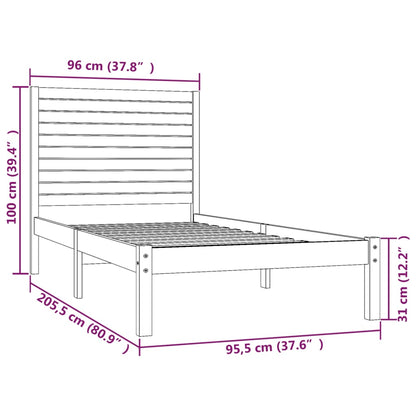 Bed Frame without Mattress White 90x200 cm Solid Wood