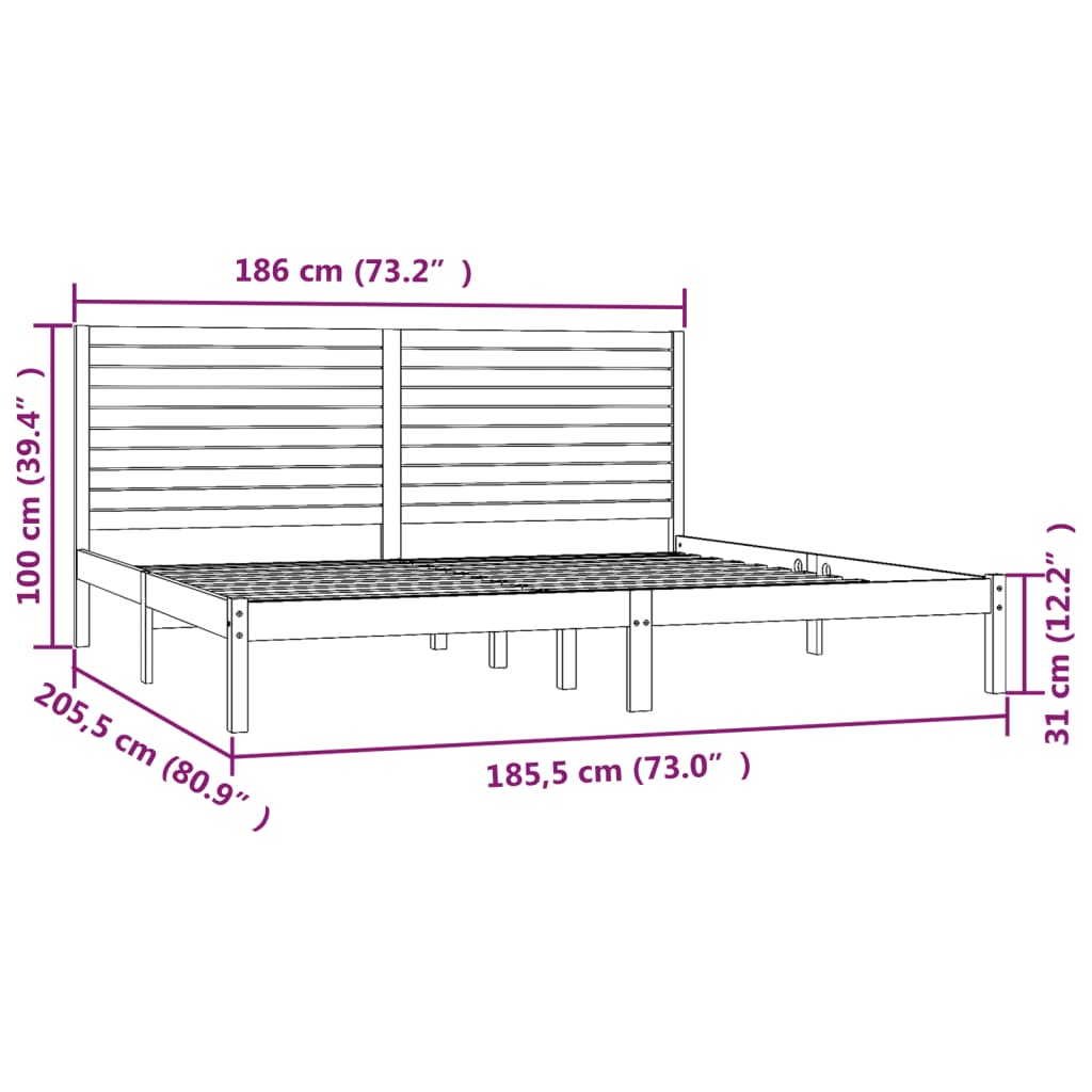 Bed Frame without Mattress White 180x200 cm Super King Solid Wood