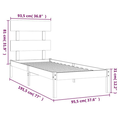 Bed Frame without Mattress 90x190 cm Single Solid Wood