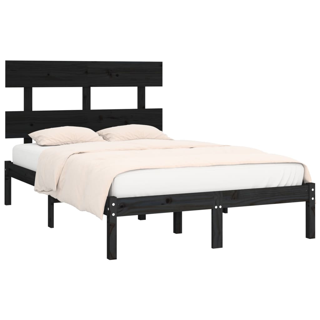 Bed Frame | Black | Solid pine wood | Double | Durable | Bed Frame