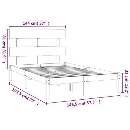 Bed Frame | Black | Solid pine wood | Double | Durable | Bed Frame