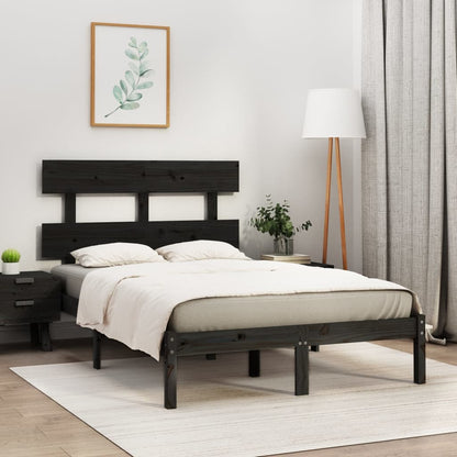 Bed Frame | Black | Solid pine wood | Double | Durable | Bed Frame