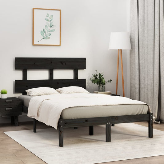 Bed Frame | Black | Solid pine wood | Double | Durable | Bed Frame