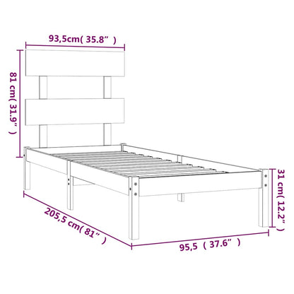 Bed Frame without Mattres 90x200 cms Solid Wood