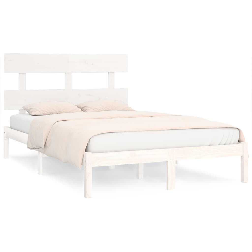 Bed Frame | White | Solid pinewood | Double | Bed Frame | Rectangular