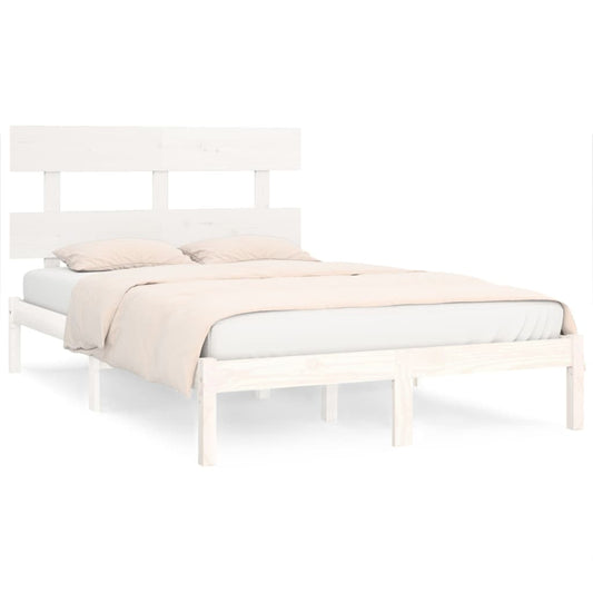 Bed Frame | White | Solid pinewood | Double | Bed Frame | Rectangular