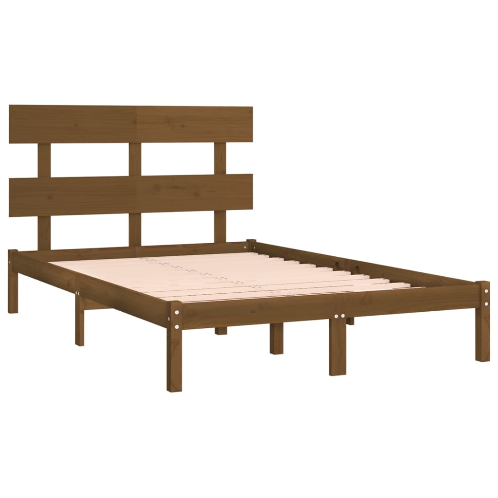 Bed Frame | Honey Brown | Solid Pine Wood | Double | Durable | Bed Frame