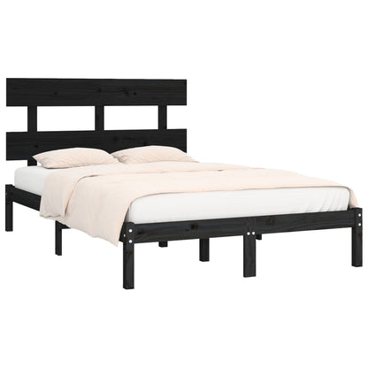 Bed Frame | Black | Solid pinewood | Double | Durable | Bed Frame