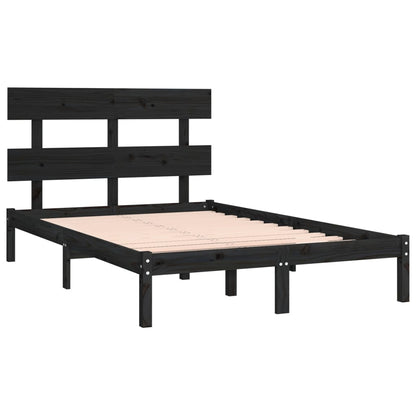 Bed Frame | Black | Solid pinewood | Double | Durable | Bed Frame