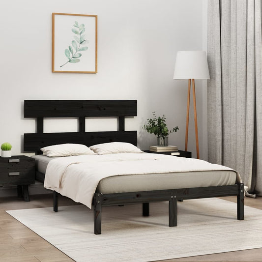 Bed Frame | Black | Solid pinewood | Double | Durable | Bed Frame