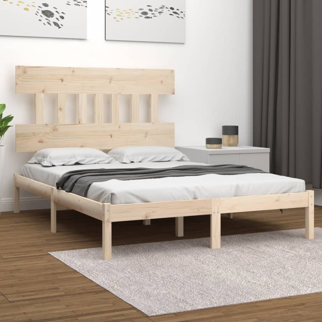 Bed Frame | Untreated pine wood colour | Solid pine wood | 120x200 cm