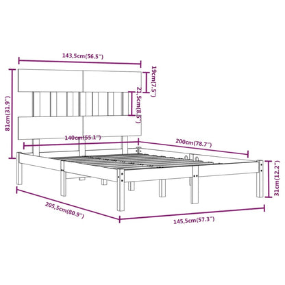 Bed Frame without Mattress 140x200 cm Solid Wood