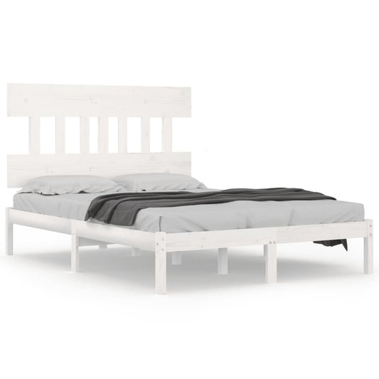 Bed Frame | White | Solid pine wood | Double | Durable | Bed Frame