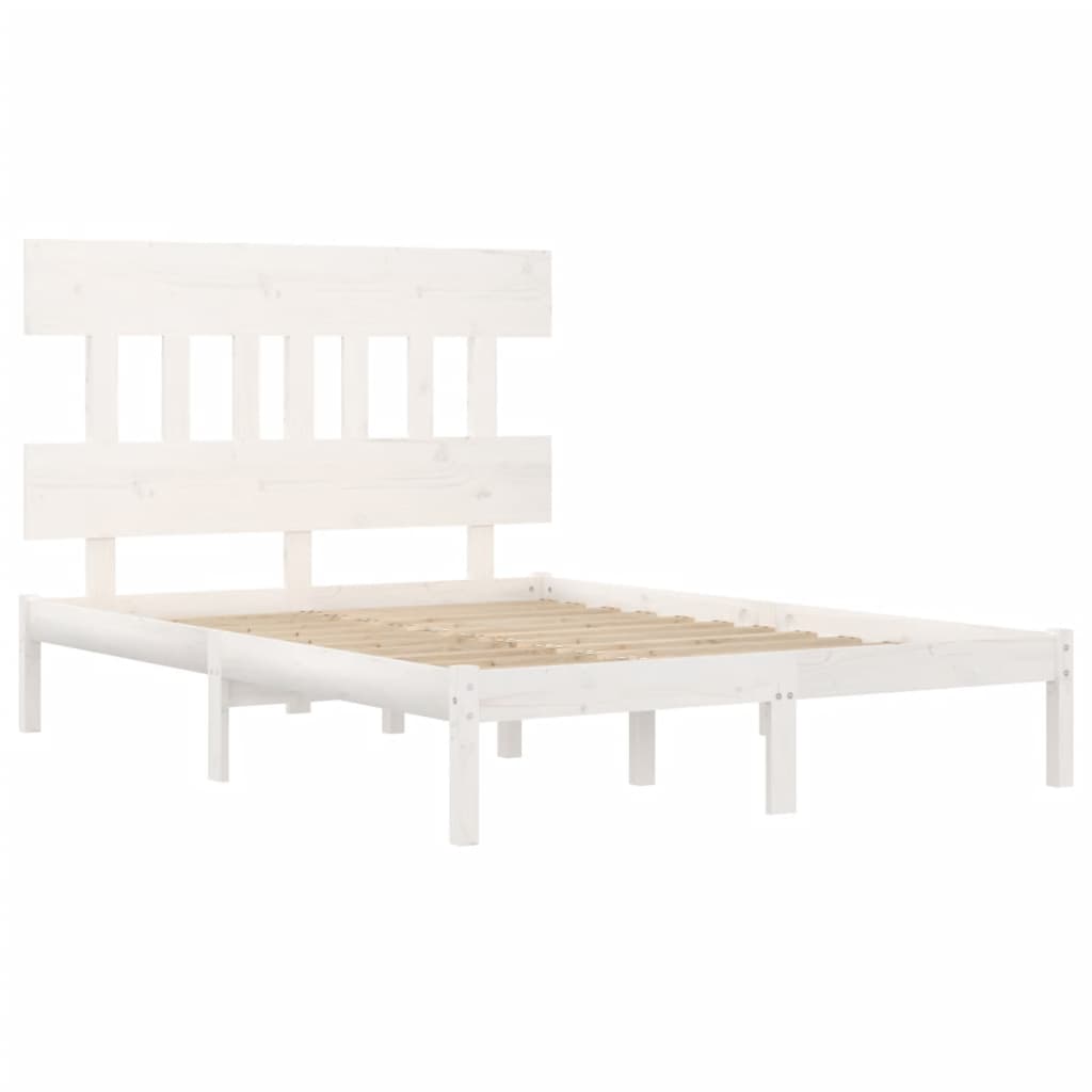 Bed Frame | White | Solid pine wood | Double | Durable | Bed Frame
